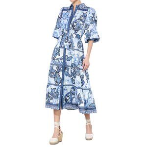 Alice and Olivia Geneva Printed Tiered Blouson Sleeve Dress